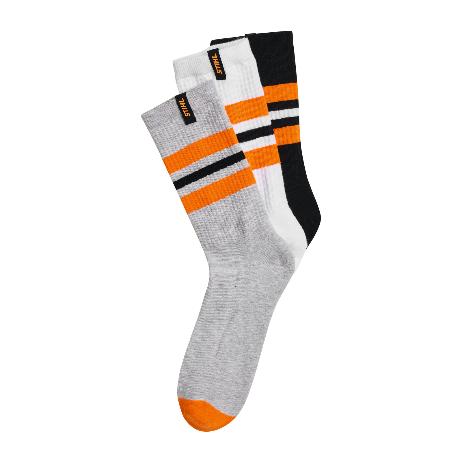 Chaussettes à rayures blanches/noires/grises jeu de 3 - STIHL