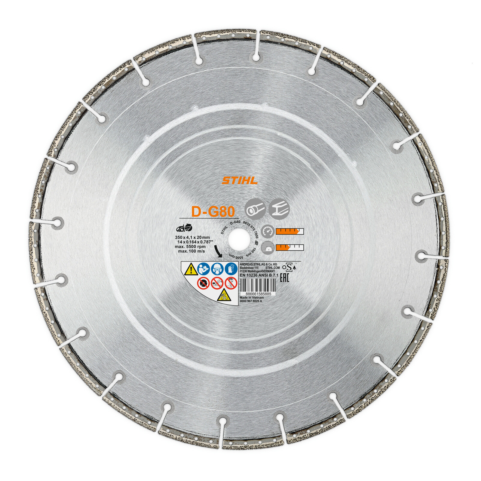 Disque à découper diamant D230 mm D‑G80 STIHL - 08350707002