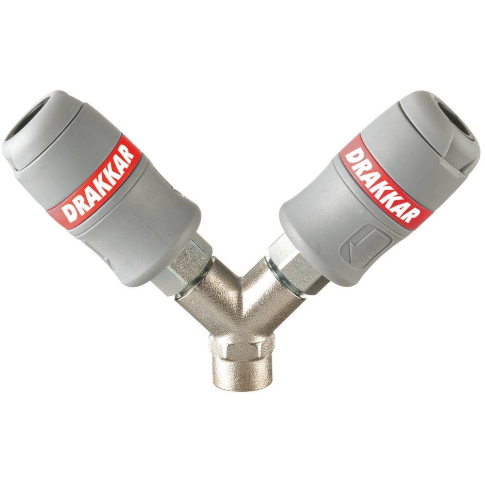 Raccord rapide femelle double en Y passage d'air 6mm filetage femelle 1/4