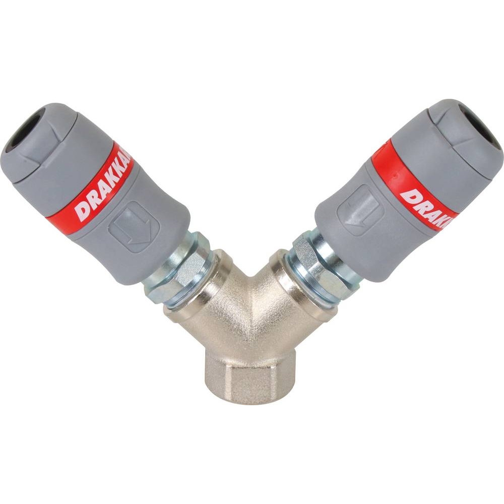 Raccord rapide femelle double en Y passage d'air 6mm filetage femelle 1/2