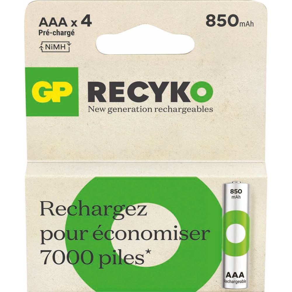 Pile rechargeable AAA/HR03 Ni-Mh 850mAh - de 4 piles GP - 02557
