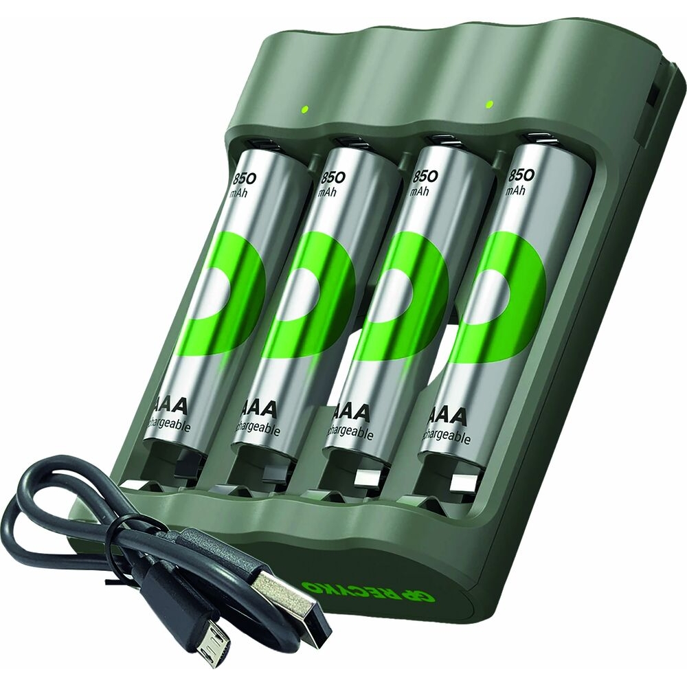 Chargeur USB Ni-Mh avec 4 piles rechargeables AA/HR06 2000mAh GP - 02581