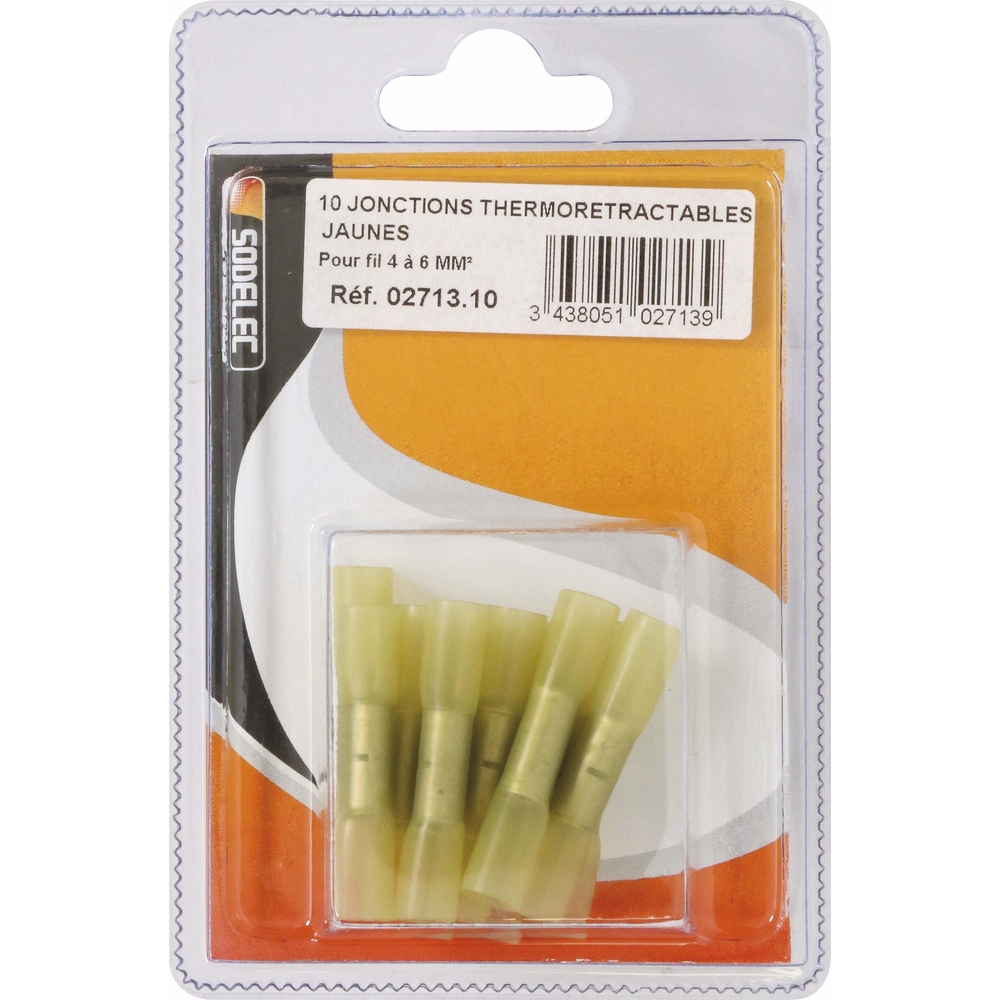 Sachet 10 jonctions thermoretractables jaune pour fil 4 a 6mm² - 271310