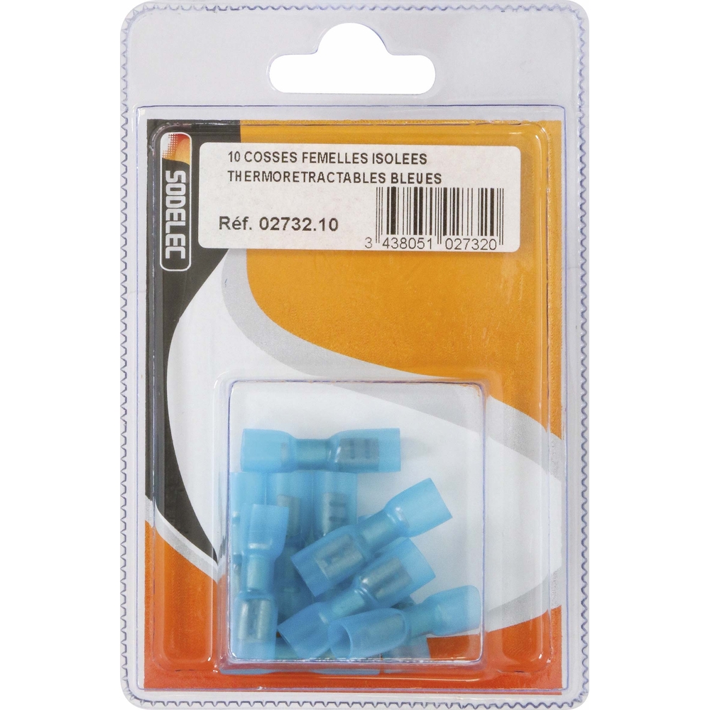 Sachet 10 cosses femelles isolees thermoretractables bleues - 273210