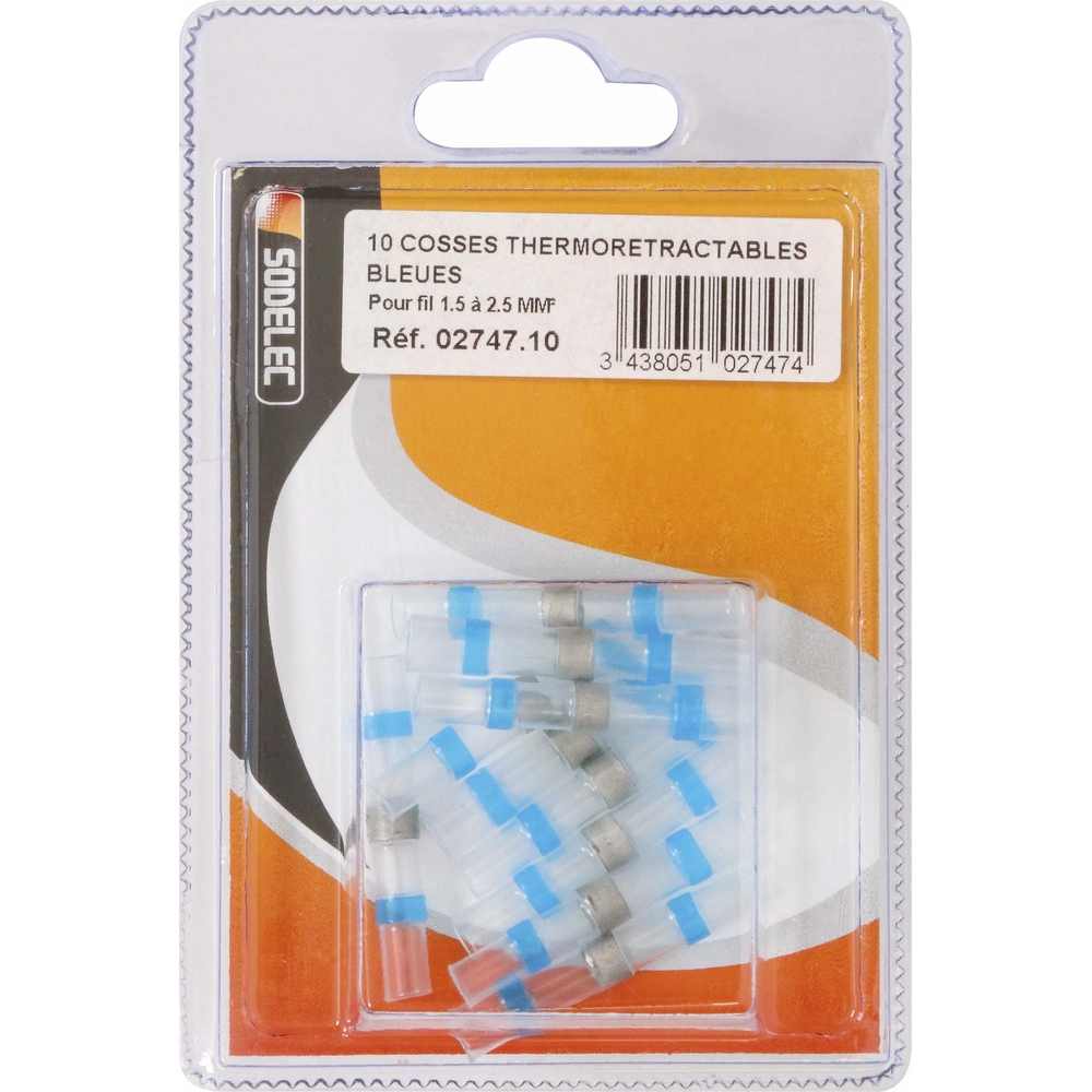 Sachet 10 cosses thermoretractables bleues pour fil 15 a 25mm² - 274710