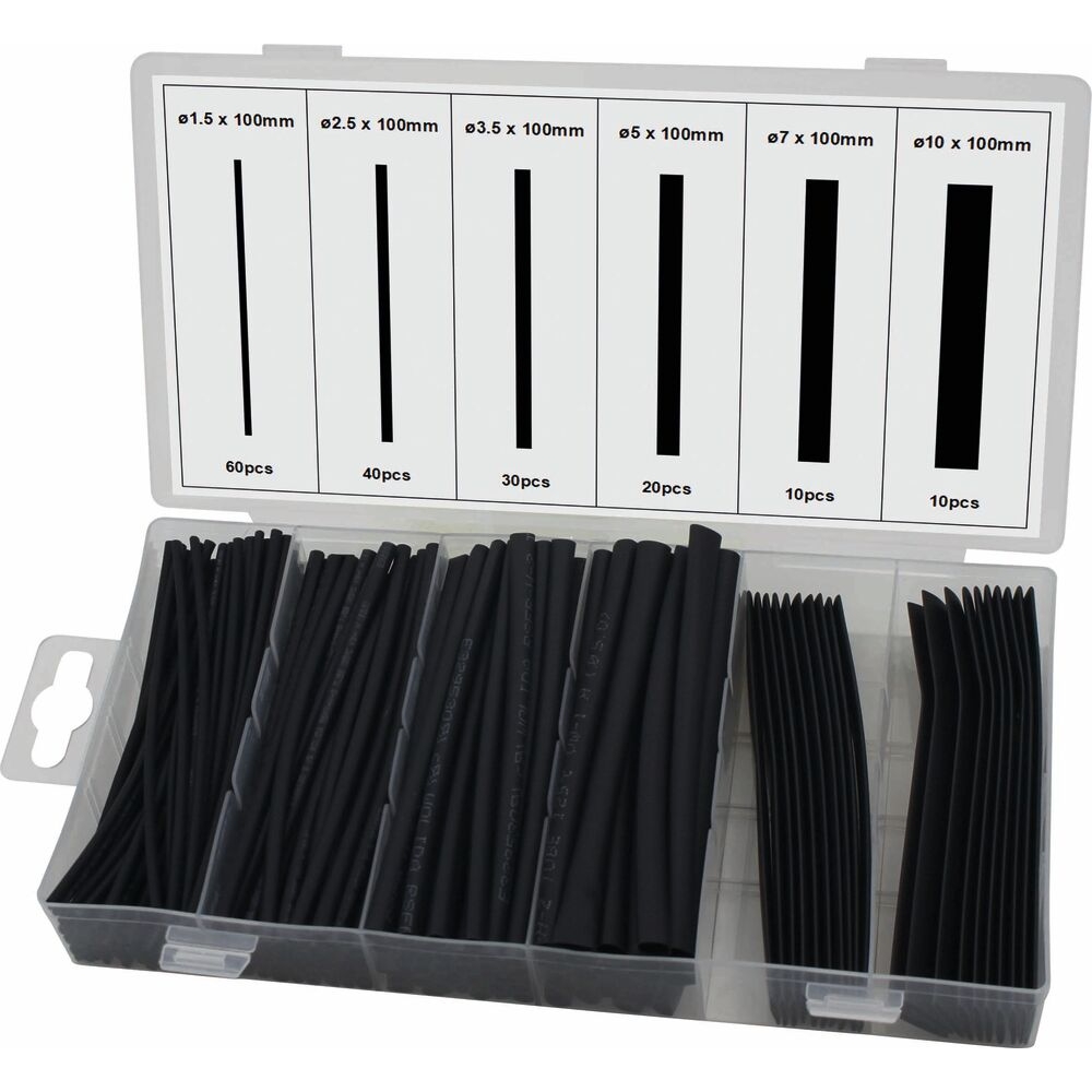 Gaine thermorétractable 100mm 2:1 noire - Coffret de 170 pcs SODELEC - 02782