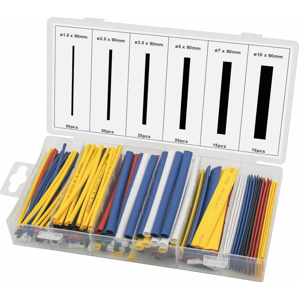 Gaine thermorétractable 2:1 multicolore 90mm - Coffret de 180 pcs SODELEC - 02783