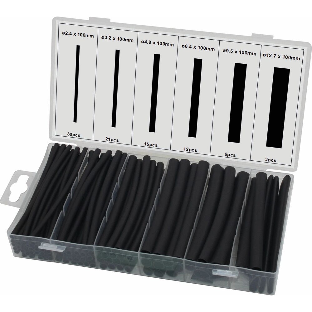 Gaine thermorétractable 100mm 3:1 noire - Coffret de 87 pcs SODELEC - 02785