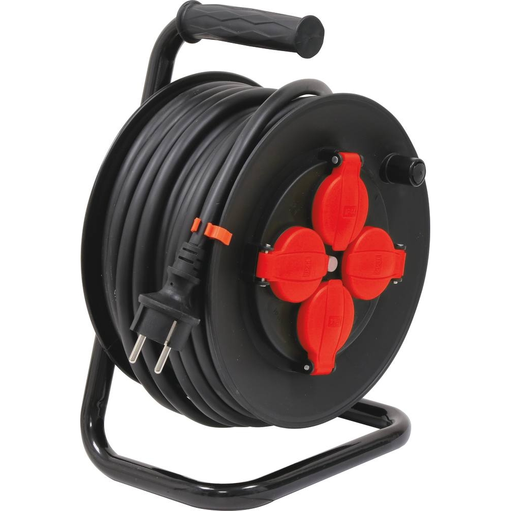 Enrouleur électrique HO7RN-F 25m 3G1,5mm² 230V 4 prises DRAKKAR - 03103