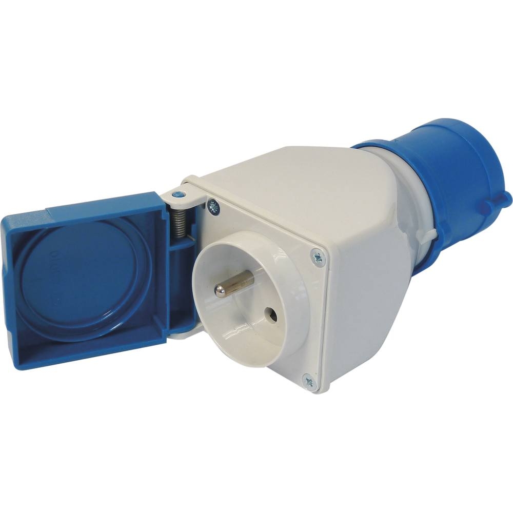 Adaptateur compact fiche mâle CE17 avec prise femelle avec clapet 2P+T 230V FANTON - 03265
