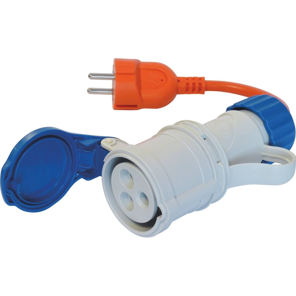 Adaptateur fiche mâle 2P+T avec prise femelle à clapet CE17 230V FANTON - 03266