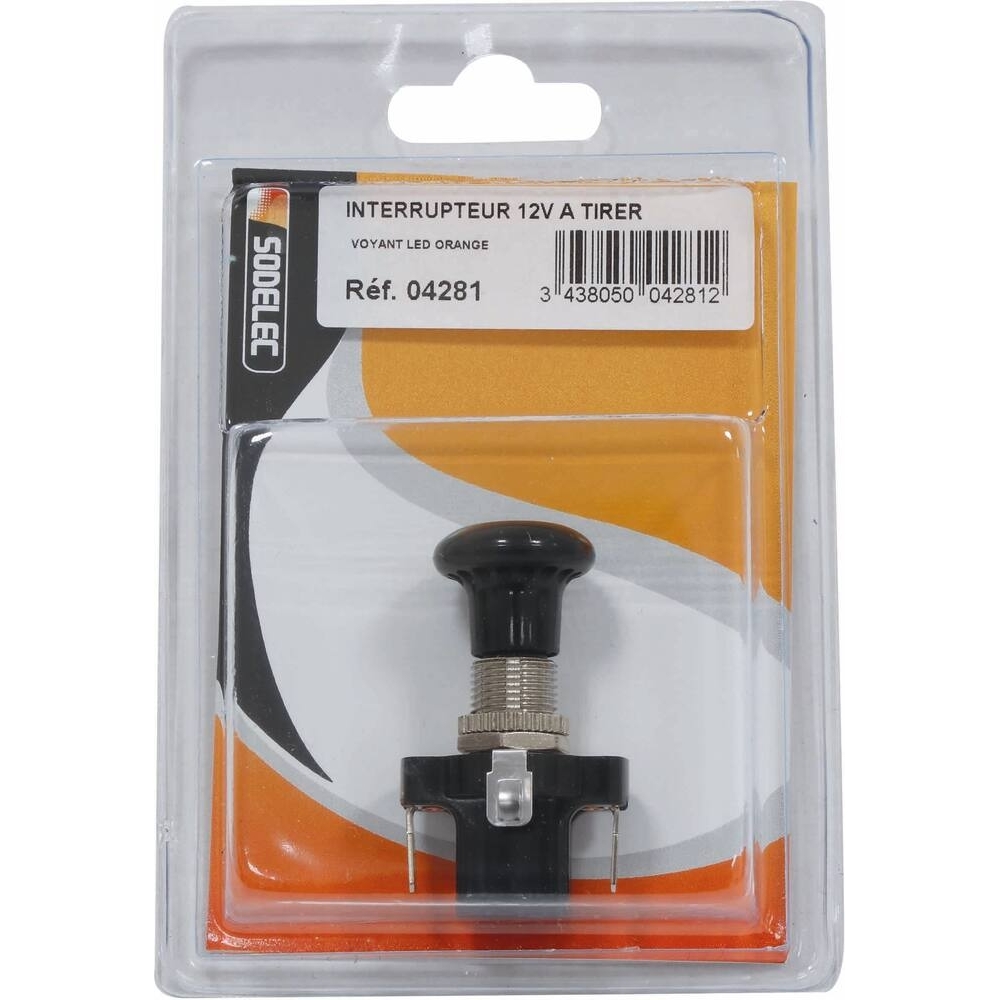 Interrupteur à tirer avec voyant LED ambre - SODELEC - 04281