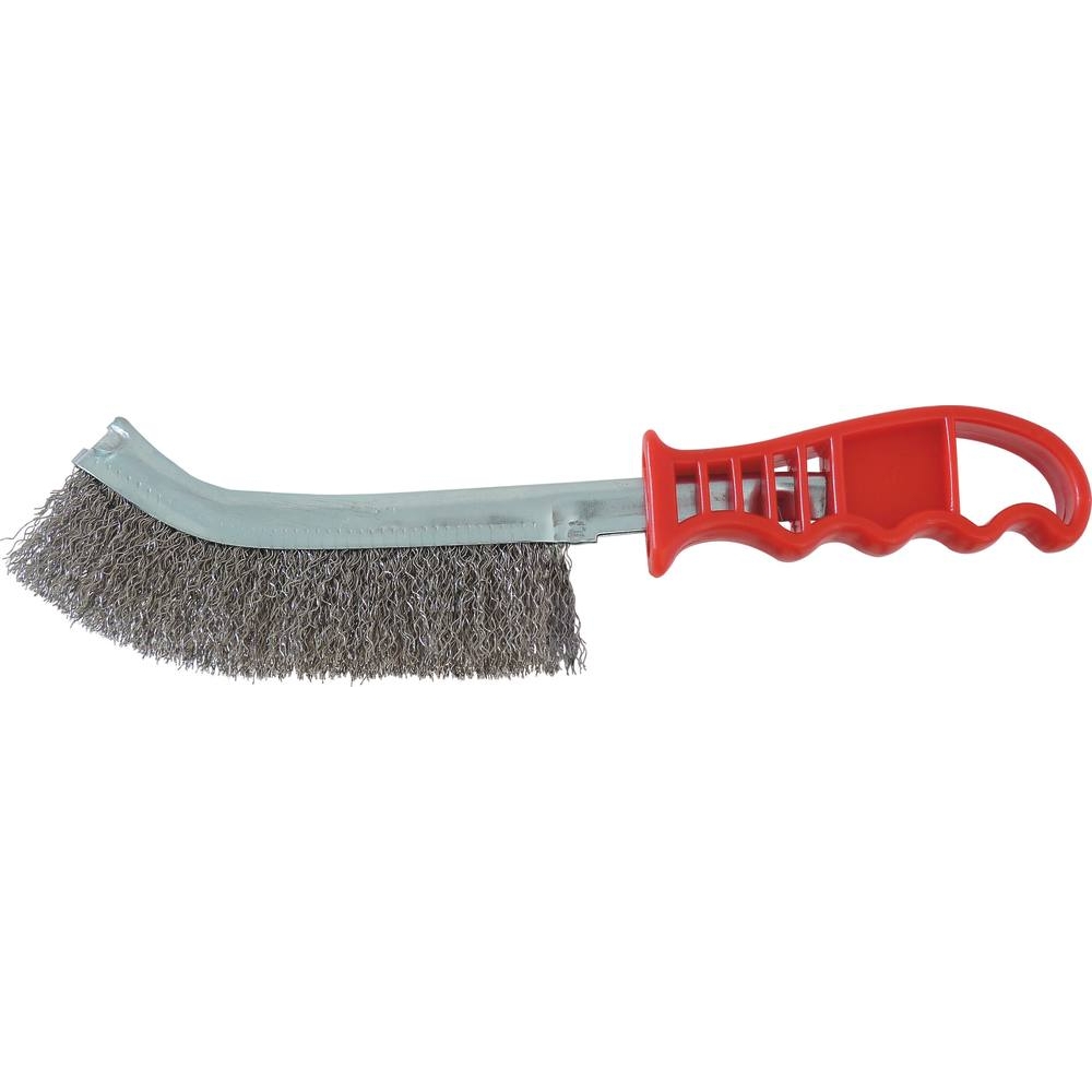 Brosse métallique convexe fil acier inox 250mm avec manche PVC - 04928