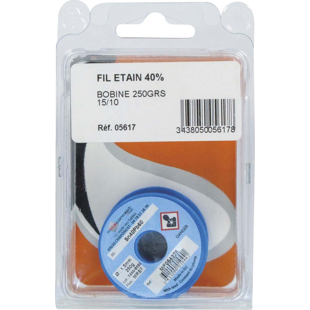 Fil etain 40% bobine 250grs 15/10/coque - 05617