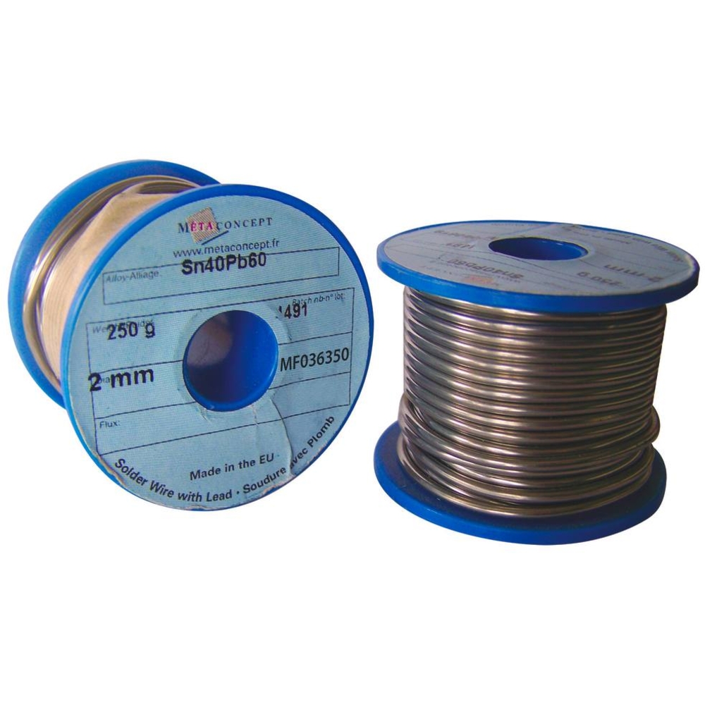 Fil d'étain 40% 2mm - bobine de 250g - 05624