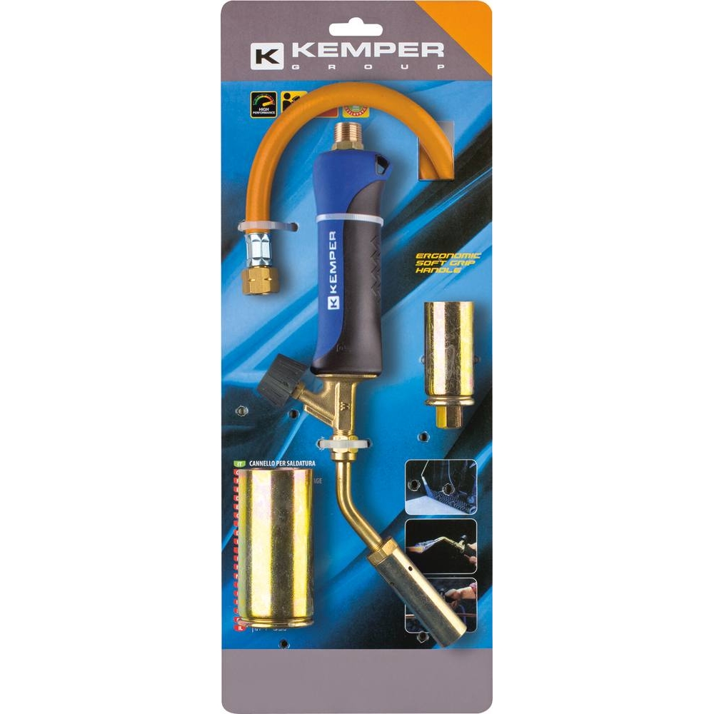 Chalumeau pour le brasage avec tuyau de 1,5m et 3 buses 20/30/45mm - carte KEMPER - 05639