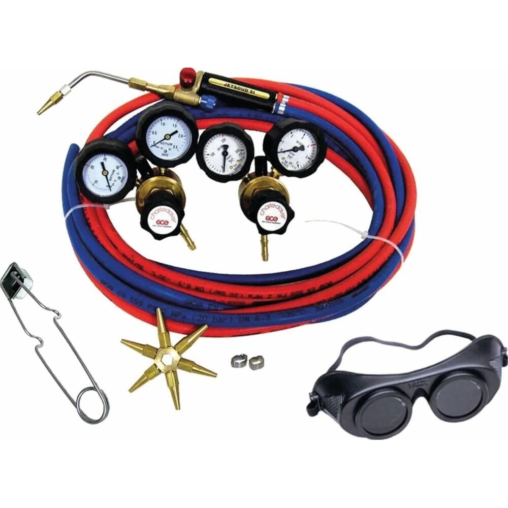 Chalumeau OXY-GAZ kit complet avec tuyaux 2x5m détendeurs/chalumeau 05723