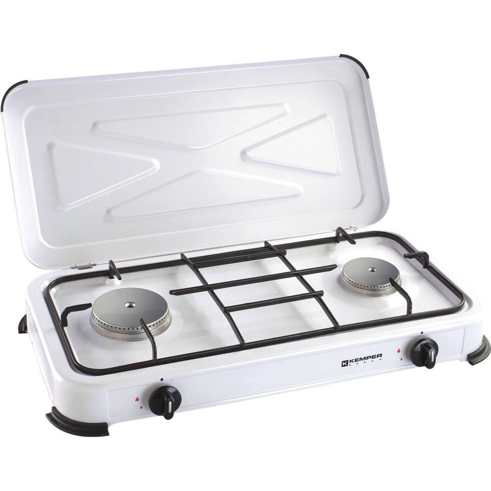 Réchaud à gaz 2 feux avec couvercle 1200/1400W KEMPER - 05750