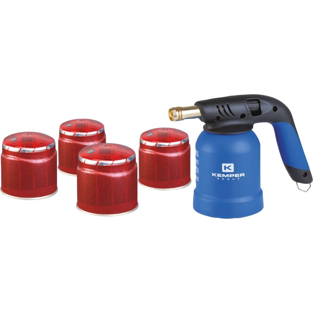 Lampe à souder avec 4 cartouches de gaz à percer 190g KEMPER - 05796
