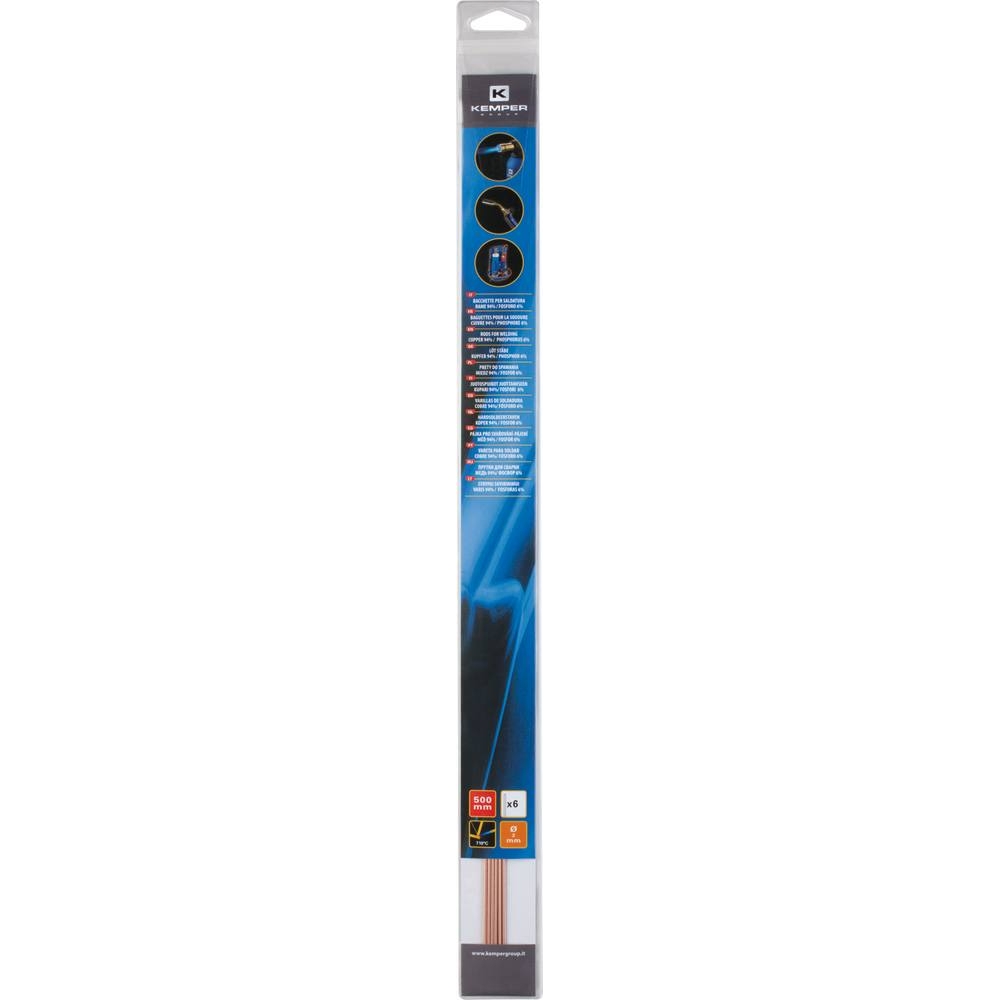 Baguette de soudure et brasage cuivre et phosphore 2mm 580mm - étui de 6 pcs KEMPER - 05816
