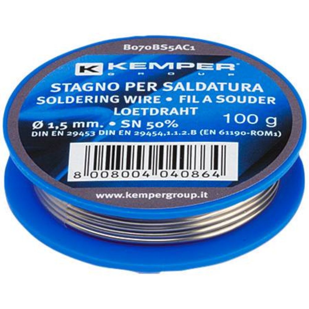 Fil d'étain 50% 1,5mm - bobine de 100g KEMPER - 05817
