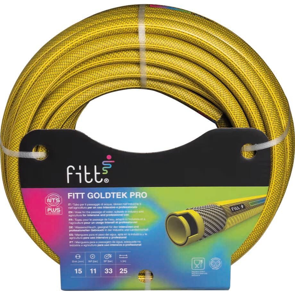 Tuyau d'arrosage renforcé professionnel jaune 19mm 25m - usage intensif FITT - 06044