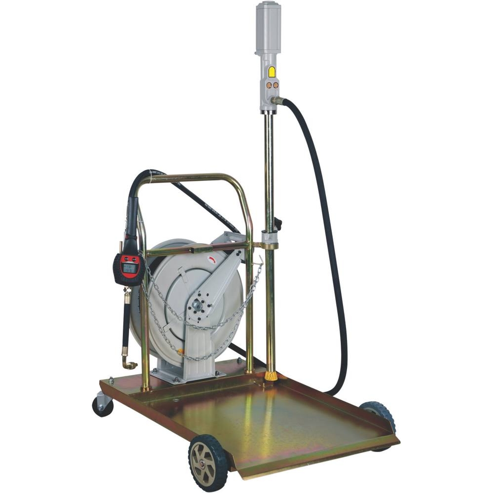 Ensemble pneumatique huile 180-220kg 3:1 avec pistolet digital enrouleur 10m et chariot 4 roues DRAKKAR - 07149