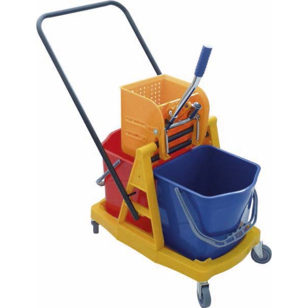 Chariot de lavage 2 seaux 15l avec presse de lavage a plat - 07311