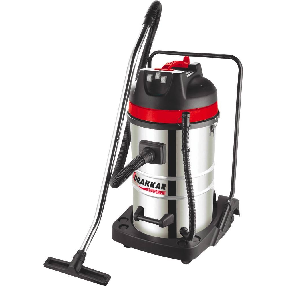Aspirateur eau et poussières 80L 230V 3600W cuve inox basculante/3 moteurs/flexible de 5m DRAKKAR - 07408