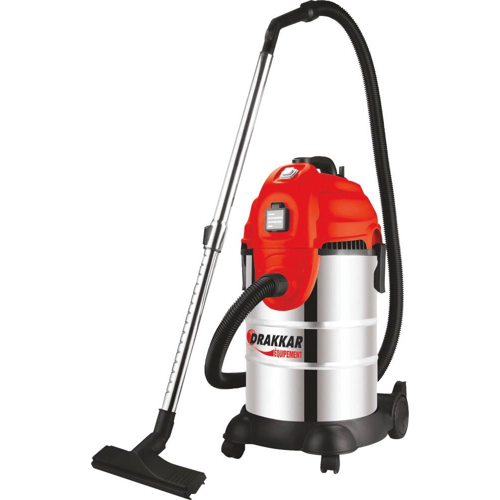 Aspirateur eau et poussière 30L 230V 1200W cuve inox/prise électroportatif DRAKKAR - 07439