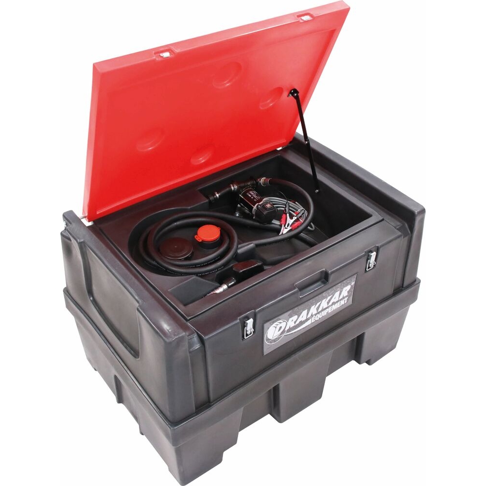 Cuve de ravitaillement gasoil PE 450L avec kit pompe à gasoil 12V 45 l/min et pistolet automatique/capot DRAKKAR - 08041