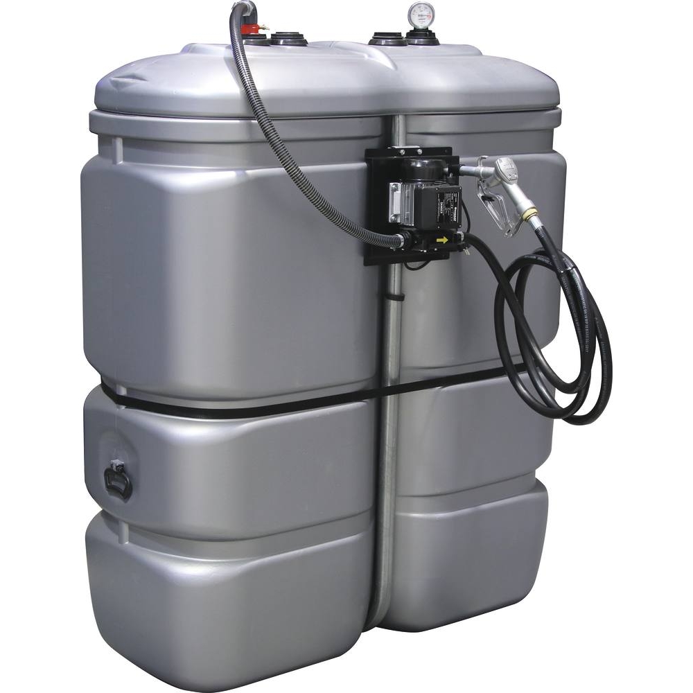 Cuve de stockage gasoil PEHD 1000L double paroi avec kit station à gasoil 230V 60 l/min DRAKKAR - 08072