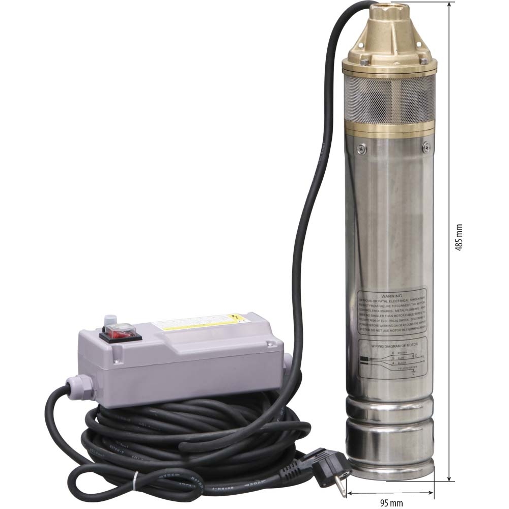 Pompe à eau immergée de puits 1 turbine laiton diamètre 95mm 230v 750w DRAKKAR EQUIPEMENT - 08107