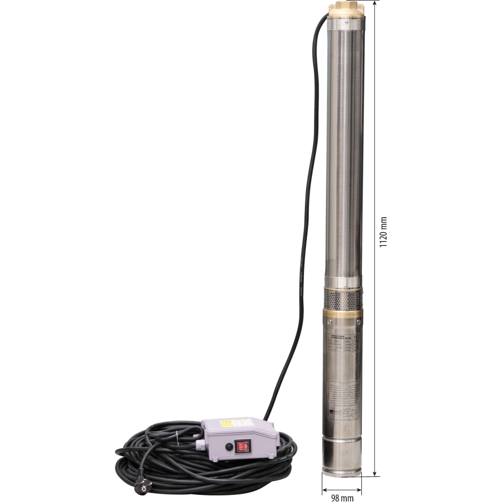 Pompe à eau immergée de puits 19 turbines diamètre 98mm 230V 1100W DRAKKAR - 08111