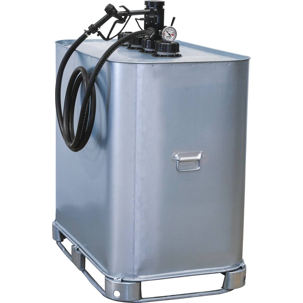 Cuve de stockage gasoil galvanisée 700L double paroi avec kit pompe à gasoil 230V 35 l/min PIUSI - 08112