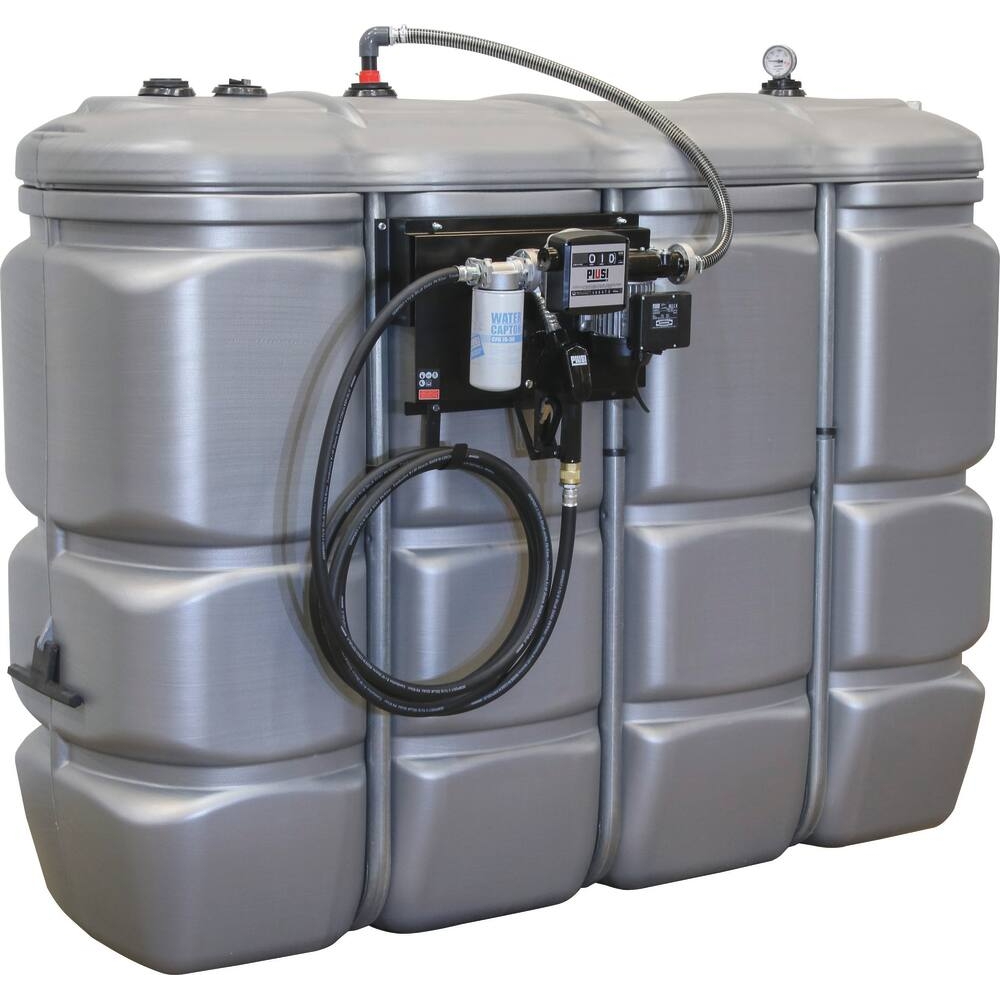 Cuve de stockage gasoil PEHD 2000L double paroi avec station à gasoil 230V 56 l/min et pistolet automatique/compteur/filtre PIUSI - 08118