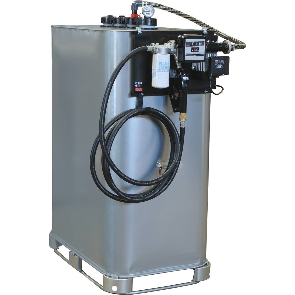 Cuve de stockage gasoil galvanisée 1000L double paroi avec station à gasoil 230V 56 l/min et pistolet automatique/compteur/filtre PIUSI - 08124