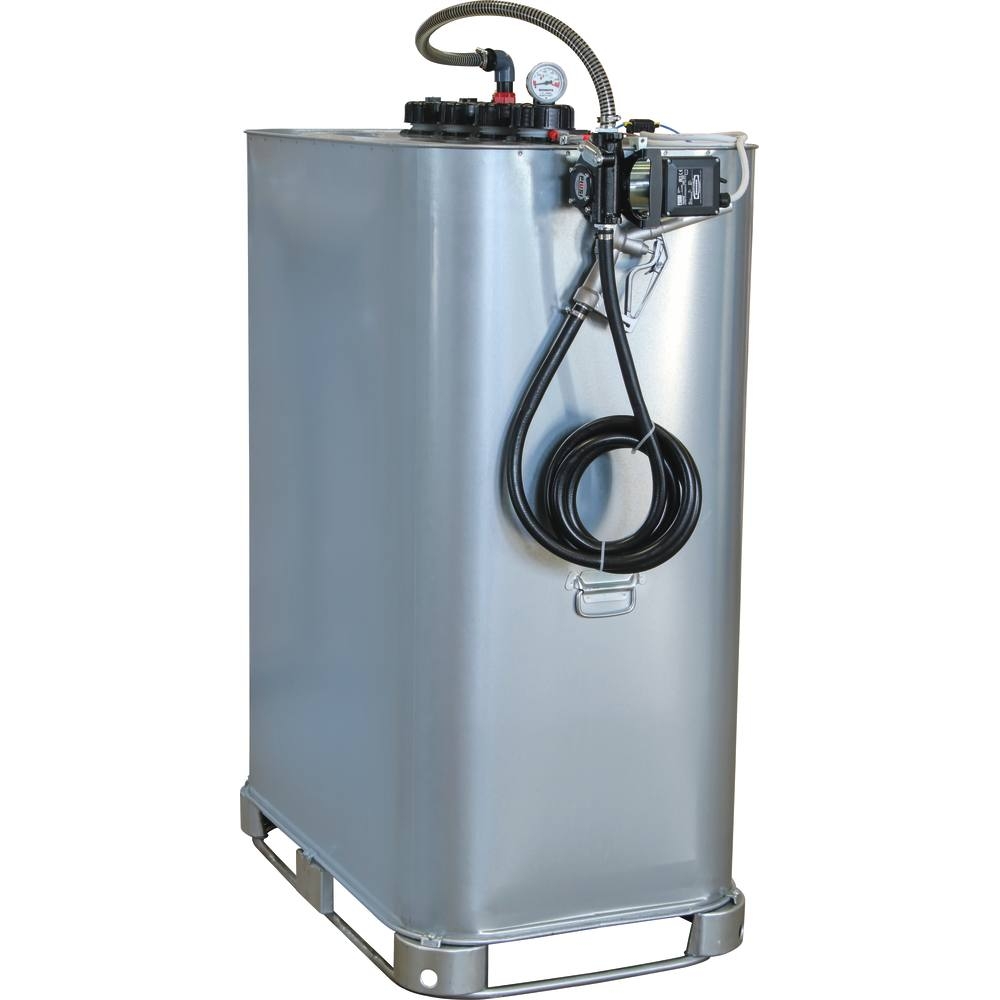 Cuve de stockage gasoil galvanisée 999L double paroi avec kit pompe à gasoil 12V 56 l/min PIUSI - 08125