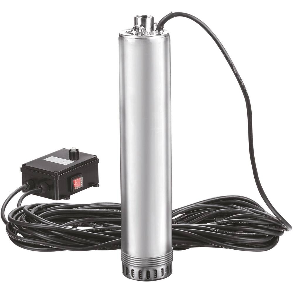 Pompe à eau immergée de puits 10 turbines diamètre 100mm 230V 900W DRAKKAR - 08148