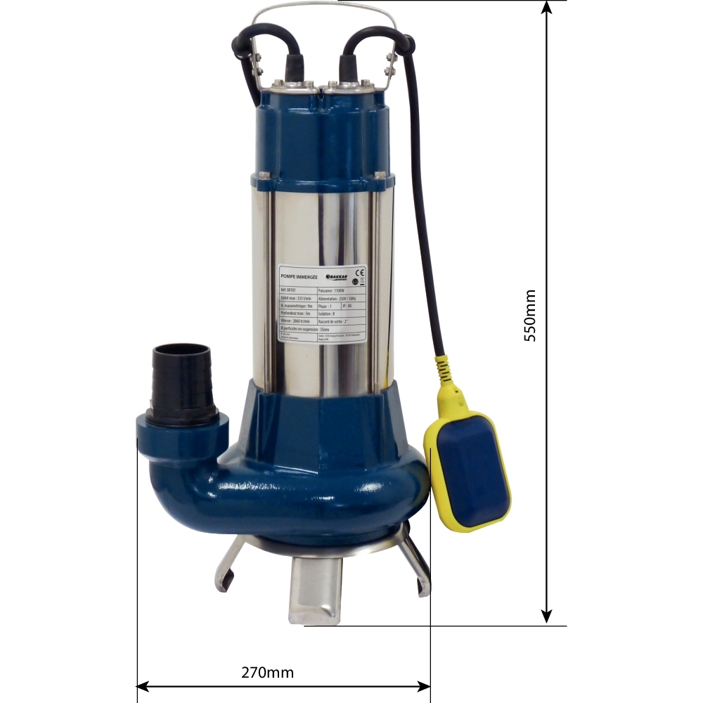 Pompe à eau immergée automatique fonte 230V 1100W avec flotteur DRAKKAR - 08181