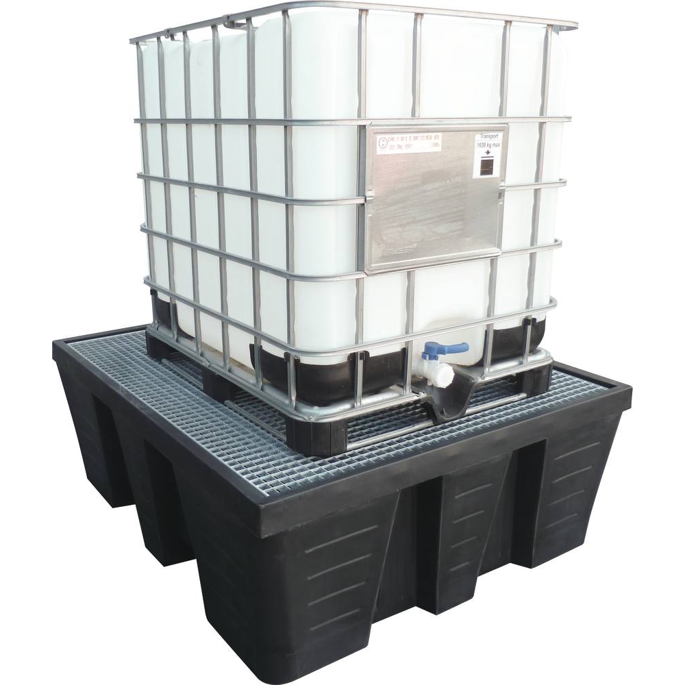 Bac de rétention 1000L PE avec caillebotis acier pour 1 IBC DRAKKAR - 08247
