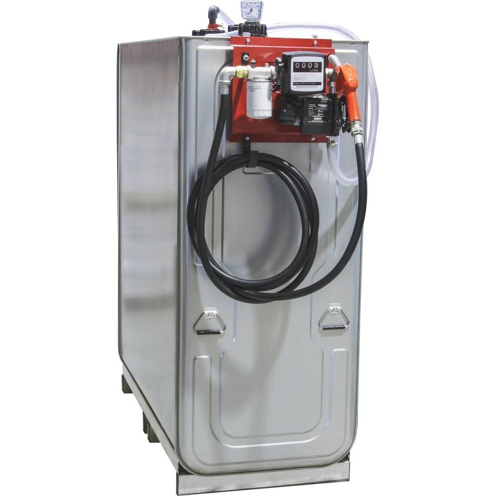Cuve de stockage gasoil galvanisée 1500L double paroi avec station à gasoil 230V 60 l/min et pistolet automatique/compteur/filtre DRAKKAR - 08277