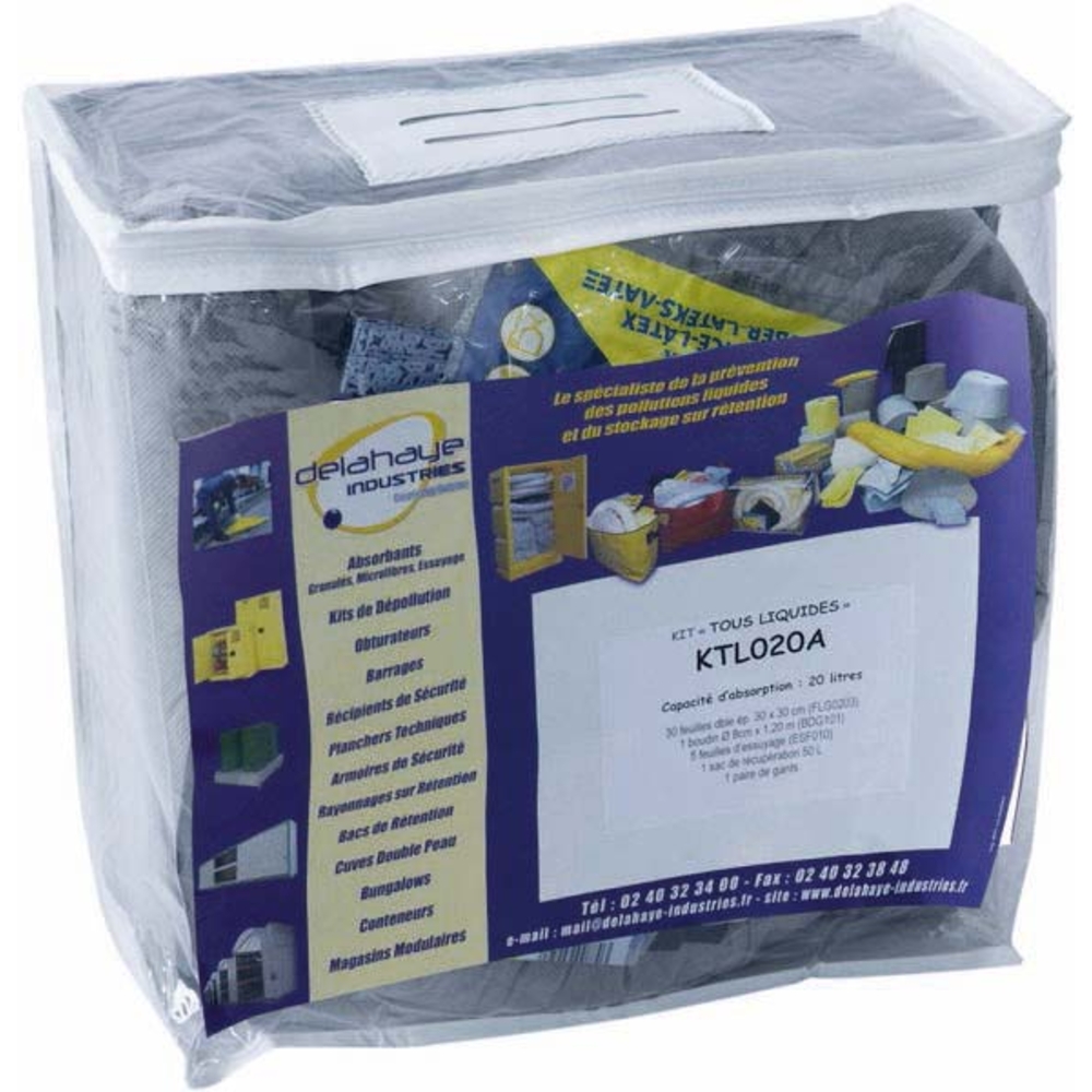 KIT INTERVENTION P/ TOUS LIQUIDES CAPACITE ABSORP 20L -08347