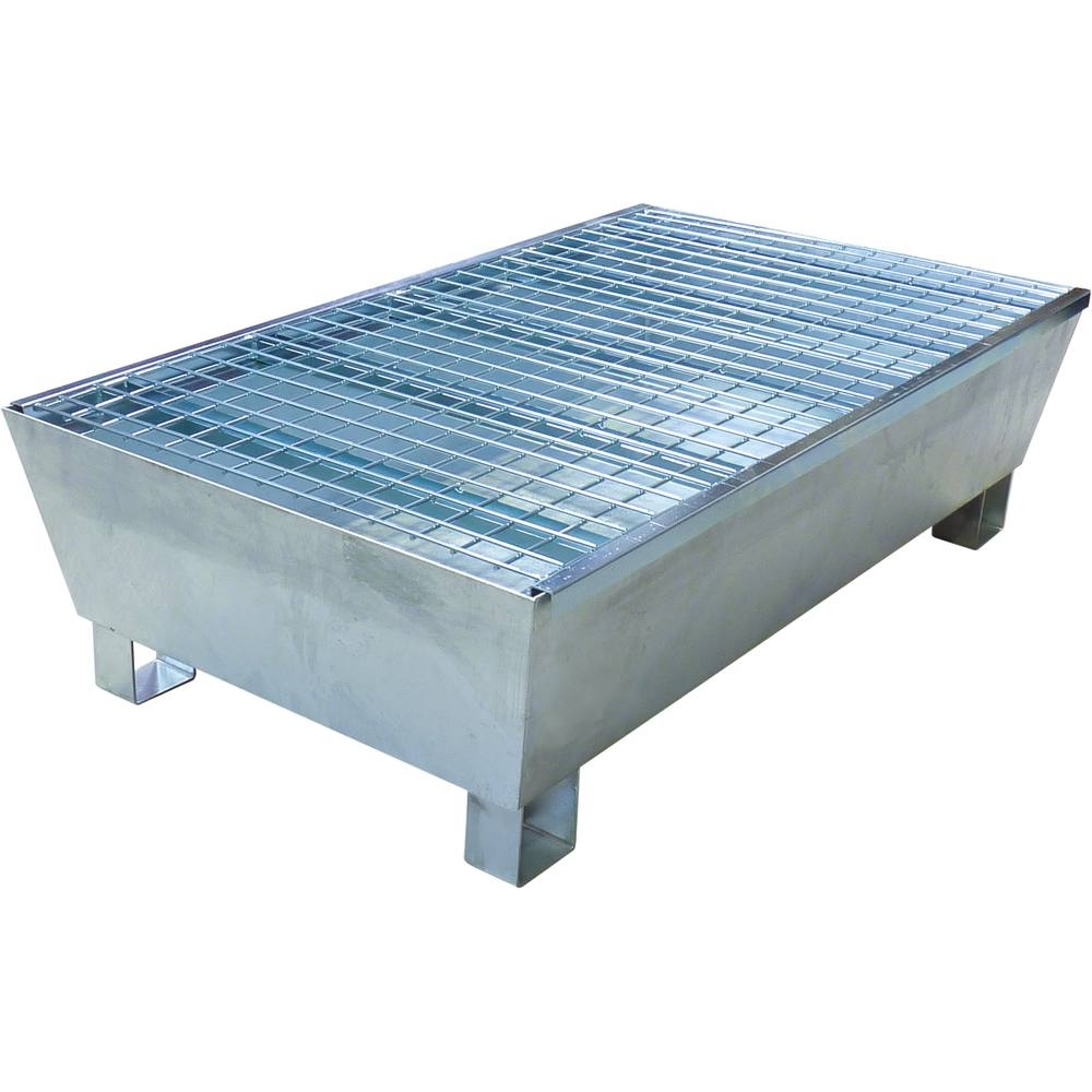 Bac de rétention 220L avec caillebotis 100% acier pour 2 fûts - format emboîtable compact DRAKKAR - 08363