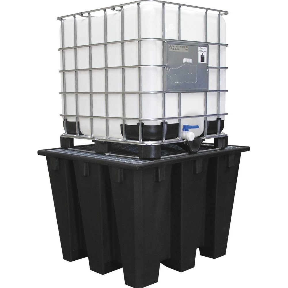 Bac de rétention 1100L PE avec caillebotis acier - format compact pour 1 IBC DRAKKAR - 08470