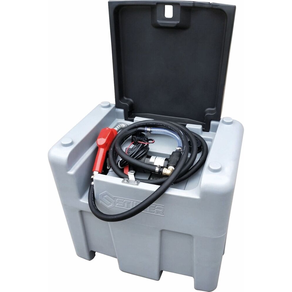 Cuve de ravitaillement gasoil PE 220L avec kit pompe à gasoil 12V 40 l/min et pistolet automatique/capot STILKER - 08600