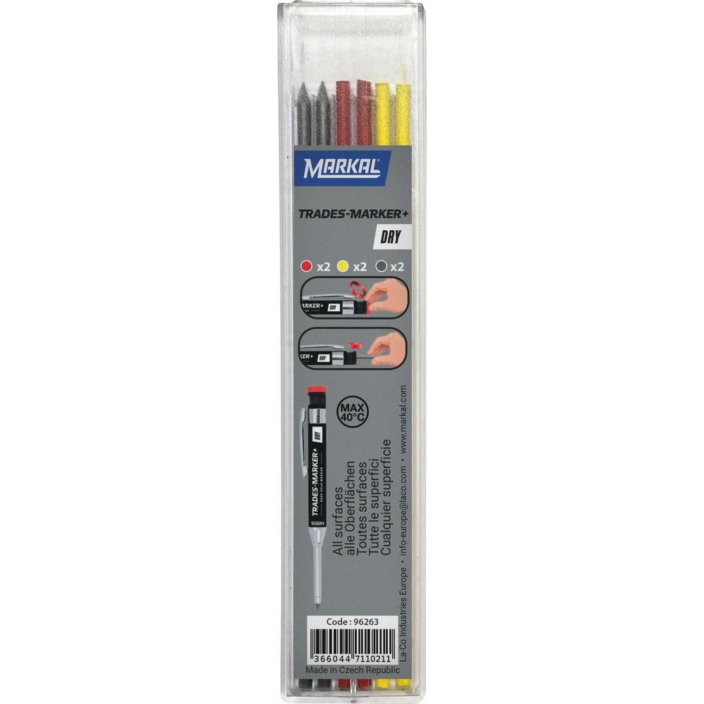 Mine de rechange graphite/rouge/jaune pour porte mine - lot de 6 pcs MARKAL - 08800