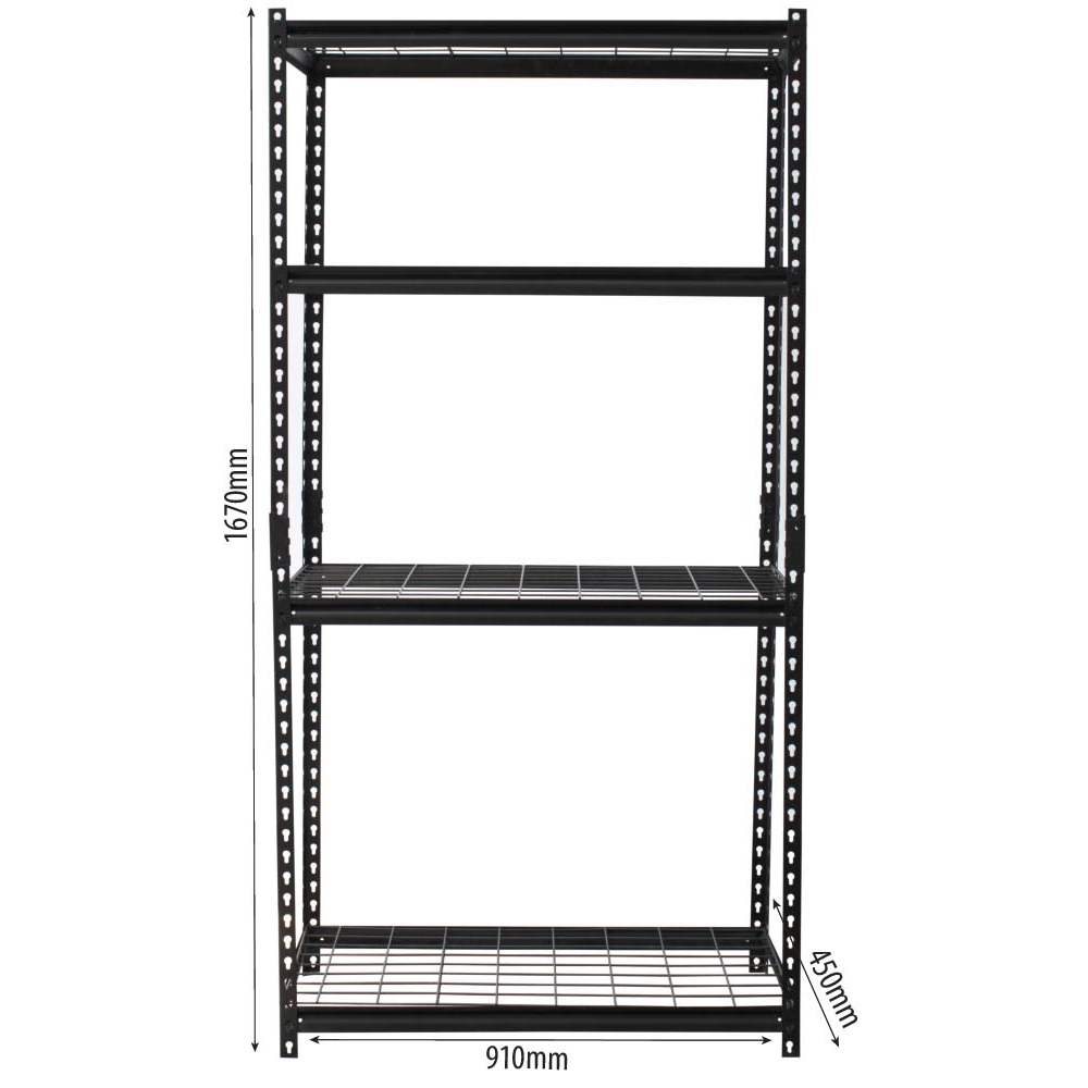 Etagère métallique à emboîter 4 tablettes grillagées 1670x910x450mm max 800kg STILKER - 09009