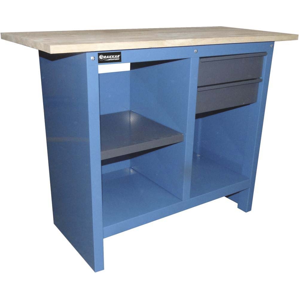 Etabli plateau bois avec 2 tiroirs et 3 étagères 1120x500mm 500kg - 9057