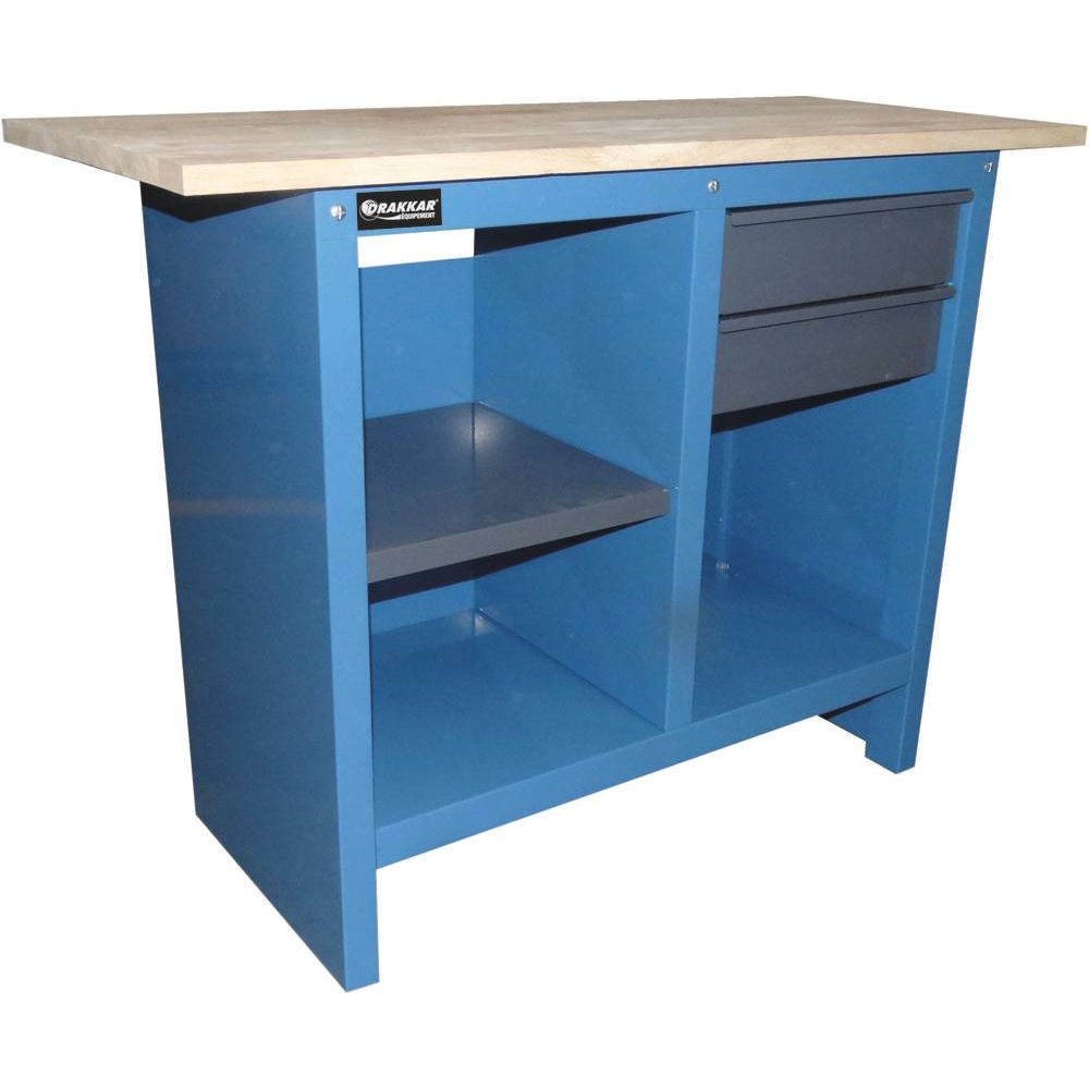 Etabli plateau bois avec 2 tiroirs et 3 étagères 1120x500mm 500kg DRAKKAR - 09057